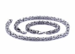 Chains 5Mm6Mm8Mm Wide Sier Stainless Steel King Byzantine Chain Necklace Bracelet Mens Jewellery Handmade Drop Delivery Necklaces 4339992