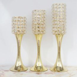 Candle Holders Crystal Metal Pillar Candlestick Wedding Centrepieces Party Table Candelabra Home El Decoration