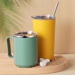 Cups Saucers 450ML Vacuum Mug With Lid Handle Double Wall Stainless Steel And Portable Insulated Cup For Traveling
