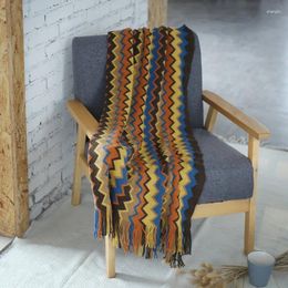 Blankets Bohemian Knitted Blanket Nordic Stripe Infant Summer Quilts Crib Bedding Stroller Sleep Cover Sofa Siesta Shawl