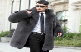 Grey warm faux rabbit fur coat mens leather jacket men coats villus suit collar winter loose thermal outerwear 45757527452744324249215586