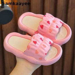 3-18y Children Slippers Summer Girls Shoes Kids Soft Sole Anti Slip Slides Toddler Loving Heart Cartoon Bathroom Home Sandals y1 240508