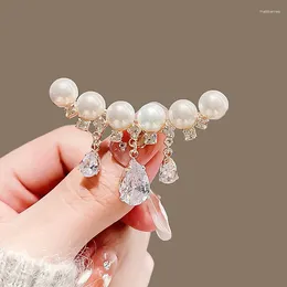 Brooches Fashion Imitation Pearl Zircon Tassel Safety Pins For Women Simple Snowflake Flower Brooch Bouquet Clothes Badges Jewelry