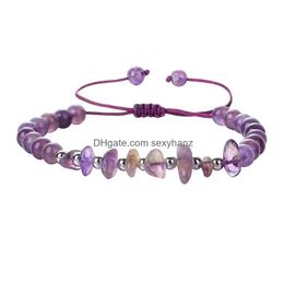 Beaded Natural Crushed Stone Chakras Amethyst Topaz Bracelet Handwoven Copper For Women Jewellery Drop Delivery Bracelets Dh6Ir