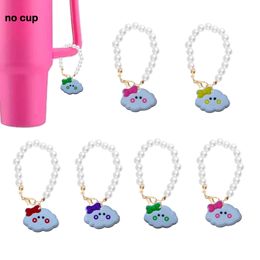 Charms Cloud Two Pearl Chain With Charm Handle For Tumbler Cup Accessories Shaped Drop Delivery Otvpr