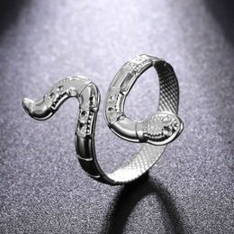 Stainless Rings For Women Steel Color Snake Heart Clover Adjustable Finger Fashion Jewelry Geometric Open Ring
