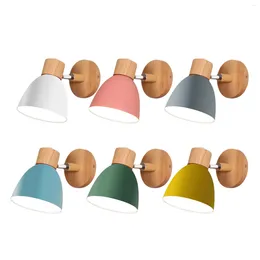 Wall Lamp Macaroon 6 Colour Steering Head E27 Wooden Nordic Modern Sconce For Bedroom Living Room Home Lighting