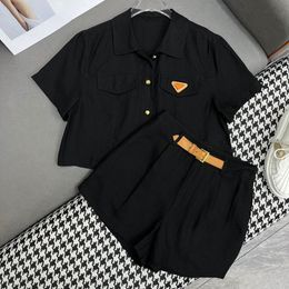 Women Tracksuit Woman Summer Blouse Short-sleeved Shorts Casual Suit Girls Outdoor Triangular Letter T-shirt SML