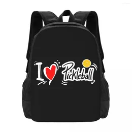 School Bags I Love Pickleball Simple Stylish Student Schoolbag Waterproof Large Capacity Casual Backpack Travel Laptop Rucksack