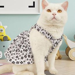 Dog Apparel Cat Dress Four-Leaf Clover Pattern Pet Skirt Elastic Shoulder Strap Protect Skin Summer Two-legged Home