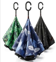 UpsideDown Car Umbrellas Windproof Double Layer Reverse with C and J handle Creative inverted9434887