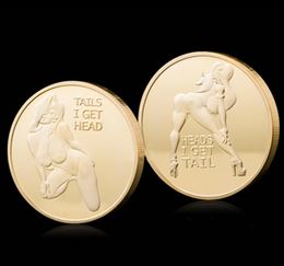 Souvenir Coin Craft Russian Sexy Girl Woman Get Tails Head Gilded Love Romantic Gold Plated Badge Collection5293720