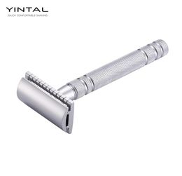 YINTAL 1 Razor Matte Silver Classic Safety Razor For Shaving Men Quality Brass Copper Handle Double Edge Manual Razors1386711