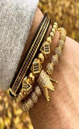 3pcsset Men Bracelet jewelry crown charms Macrame beads Bracelets for women masculina pulseira feminina Gift Valentine039s Day2541176