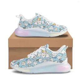 Casual Shoes Lovely Dentist Cartoon Printed Air Cushion Mesh Breathable Outdoor Sport Sneakers Ainbow Gradient Colour Thick