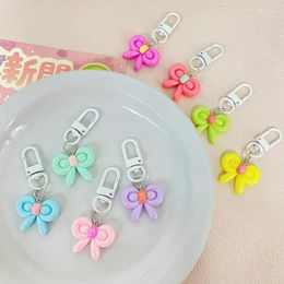 Keychains Candy Colour Balloon Bowknot Keychain Korean Bow Keyring Bag Pendant Backpack Hanging Decoration Lovely Gifts