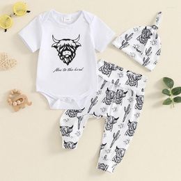 Clothing Sets CitgeeSummer Infant Baby Boy Outfit Print Short Sleeves Romper And Elastic Pants Beanies Hat Set Clothes