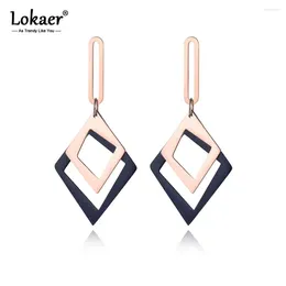 Stud Earrings Trendy Double Layer Stainless Steel Geometry For Women Rose Gold Plated OL Style Ear Jewellery Wedding Gift E19062