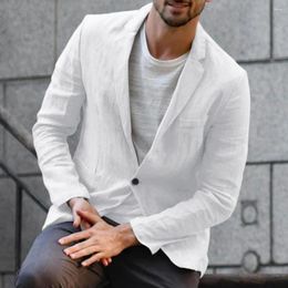 Men's Suits British Style Elegant Cotton And Linen Professional Dress Gentleman Business Casual Retro Striped Suit Jacket Clothing