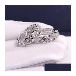 Band Rings New Designer Ladies Ring With Diamonds Fashion For Women Classic Jewellery Gold Plated Rose Wedding Holiday Gifts Nice Drop Otync