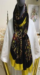 New product black color size 180cm 65cm 100 wool material Print pattern long pashmina shawl scarves for women6674655