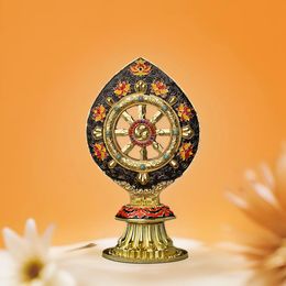 Metal Buddhist Wheel of Dharma Statue Tibetan Home Decorations Desk Accessories Buddha Sculpture Feng Shui 240517