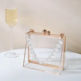 Evening Bags Transparent Clear Purses Handbags Luxury Women 2024 Trend Wedding Clutch Designer Pearl Acrylic Crossbody Bag For Party