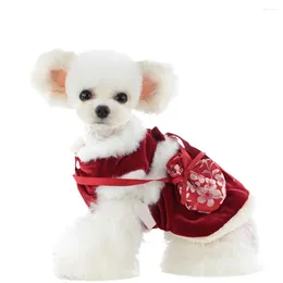 Dog Apparel Dress Beautiful Velvet Tassel Pet Tang Suit Skirt For Winter Clothes