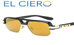 EL CIERO High Quality Semi Rimless Sunglasses For Men Women Modern Fashion Designer Shades Square Sun Glasses Casual Eyewear UV46691023