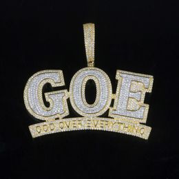 Iced Out Sparking Bling 5A Cubic Zircon Cz GOE Letter charm Pendant Necklace for Men Boy fashion Hip Hop Fashion Jewellery 3109