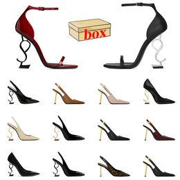 Fashion Designer Sandals High Heels Patent Platform Leather Leopard Slides Luxury Womens Heel Classics Bottoms Party Wedding Suede Slingback Pumps Black Slippers