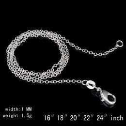 925 Sterling Silver Necklace Rolo O Chain Necklaces Jewellery 1mm 16'' -- 24'' 925 Silver DIY Chains Pendant Jewe 307s