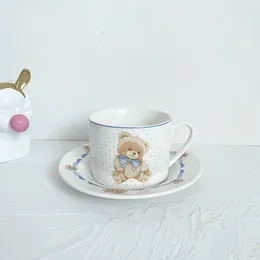 Mugs Cute Korean Bone China Coffee Cups And Saucers Tableware Plates Dishes Home Afternoon Tea Set Gifts For Girls