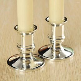 Candle Holders 2Pcs Silver Gold Plastic Candlestick Traditional Shape Fake Tapers Holder Simple Classic Pillar Base