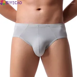 Underpants Men Elastic Seamless Breathable Briefs Ice Silk Low Waist Silky Underwear Panties Gay Lingerie