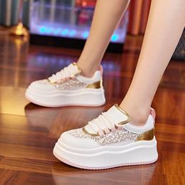 Casual Shoes Thick Soled With Increased Height Inside Spring/summer Small Stature Soft Soles That Don't Tire Feet White