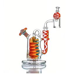 High-end paint is hand-blown Hookahs Glass Bong Recycler Smoking Water Pipe Dab Rig 22cm Height with 14mm Joint