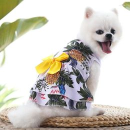 Dog Apparel Hawaiian Style Dresses Pineapple Cat Dress Summer Puppy Clothing Chihuahua Skirts Pet Princess Bowknot