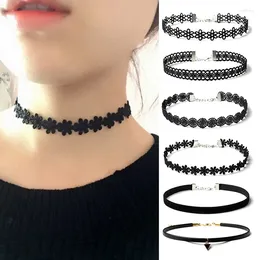 Choker 8pcs/10Pcs/Sets Shoelace Punk Black Lace Velvet Necklace For Women Fashion Harajuku Ribbons Collar Necklaces