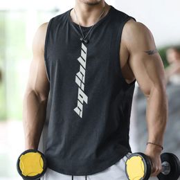 2024 Fitness Sports Tank Tops Men Gyms Workout Sleeveles Shirt Male Summer Loose Undershirt basketball Running men Ves 240514