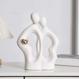 Decorative Objects Figurines Ceramic Abstract Couple Simple Modern Creative Art Decoration Living Room Wine Cabinet foyer TV Home Wealth H240517 ADTG