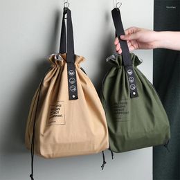Storage Bags Insulated Bento Bag Adjustable Wide Opening Canvas Drawstring Lunch School Handbag Picnic Camping Kitchen Accessories
