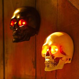 Decorative Figurines New product interesting and funny intelligent sensing called skull wall hanging light with sound head night Halloween decoration H240518