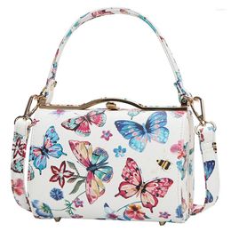 Shoulder Bags Female Bag 2024 European And American Fashion Butterfly Printing Color Portable Single Messenger Handbags PU