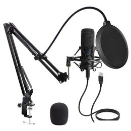 Microphones Usb Microphone Condenser D80 Recording With Stand And Ring Light For Pc Karaoke Streaming Podcasting Youtube Drop Delive Dhv8C