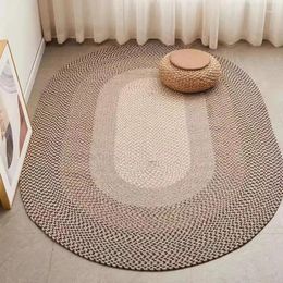 Carpets Wool Oval Carpet Living Room Bedroom Coffee Table Hand-woven Bedside Blanket High-end Light Luxury Home Simple Floor Mat