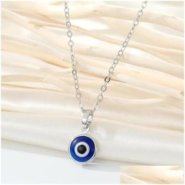Pendant Necklaces Fashion Colours 10Mm Turkish Evil Eyes Necklace Blue Eye Clavicel Chains For Women Jewellery Drop Delivery Pendants Otlta