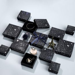 Simple SevenWandering Earth Black Jewellery Box Solar System Ring Case Romantic Space Necklace Storage Radium Hot Silver Pendant Displ 2661