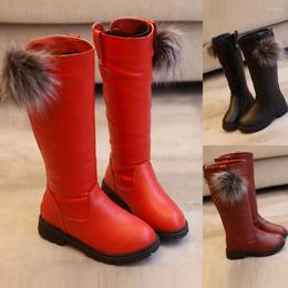 Boots Autumn And Winter Children's Shoes Girls Warm Leather High Toddler Infant Kids Baby Princess Top