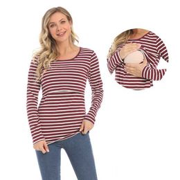 Maternity Tops Tees 2024 Spring Autumn Fashion Maternity Clothes Pregnancy Tops/T-shirt Breastfeeding Shirt Lactation Tops For Pregnant Women H240518
